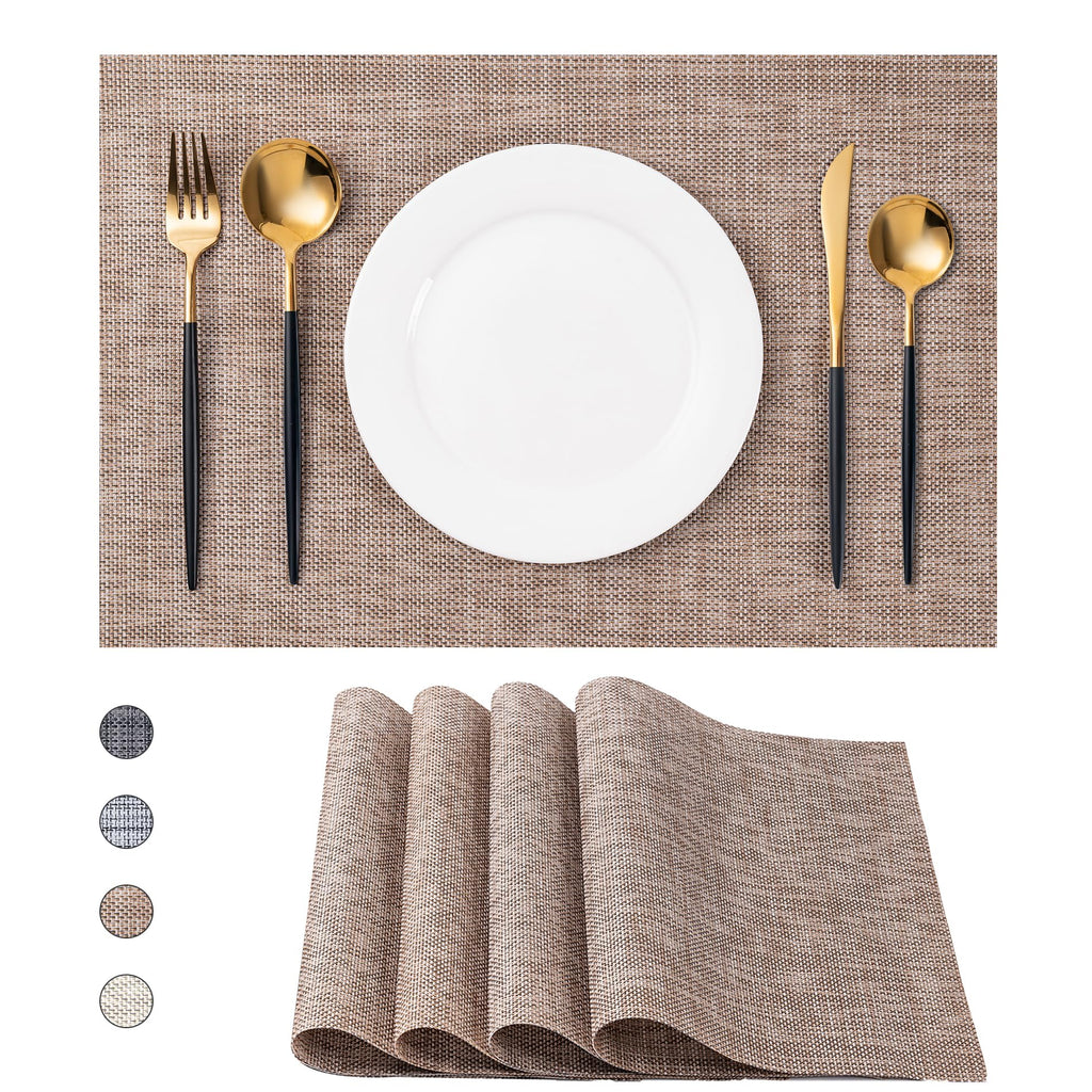 Placemats Set of 4 Washable Indoor(Beige)