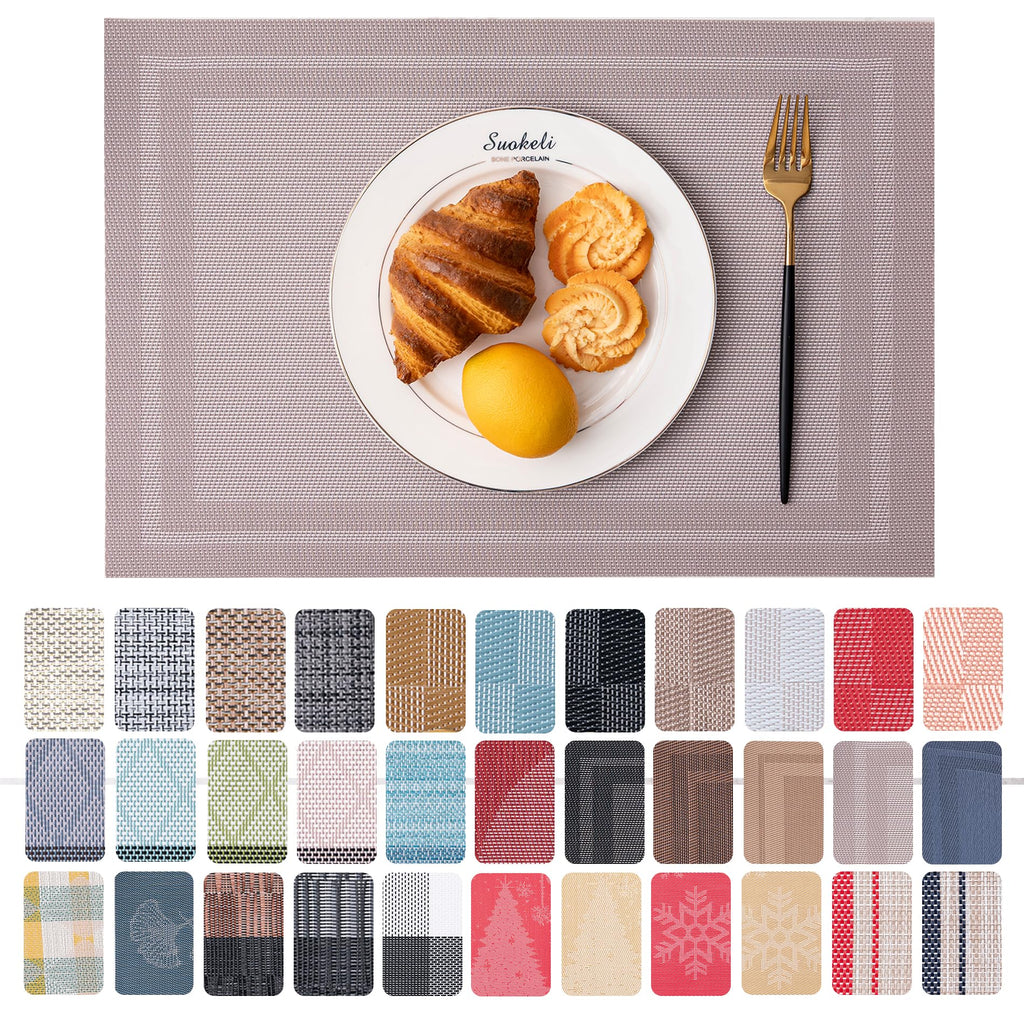 Placemats Set of 4 Washable Indoor(Beige)