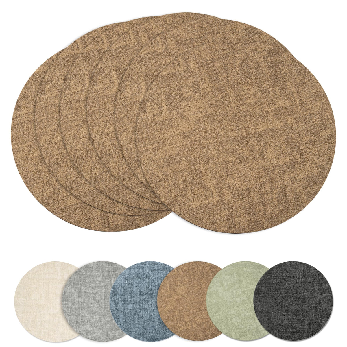 Maxpearl Faux Leather Placemats Set of 6, Easy to Clean, Beige