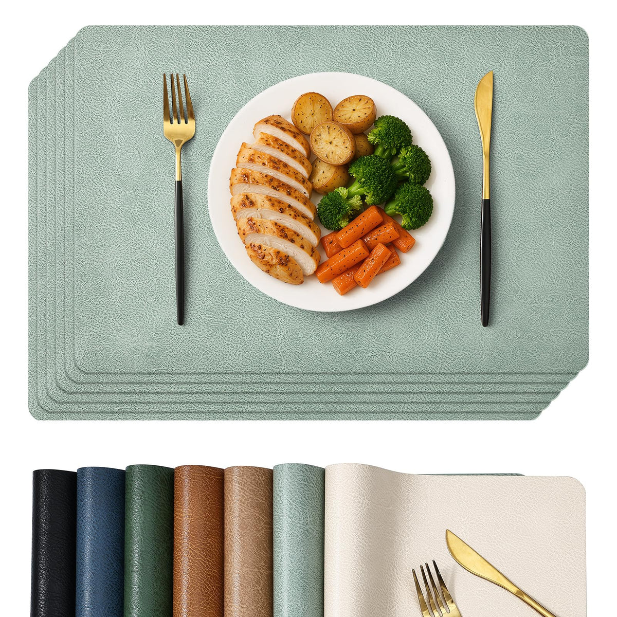 Homaxy Vinyl Heat Resistant Placemats Set of 6, Reddish Brown