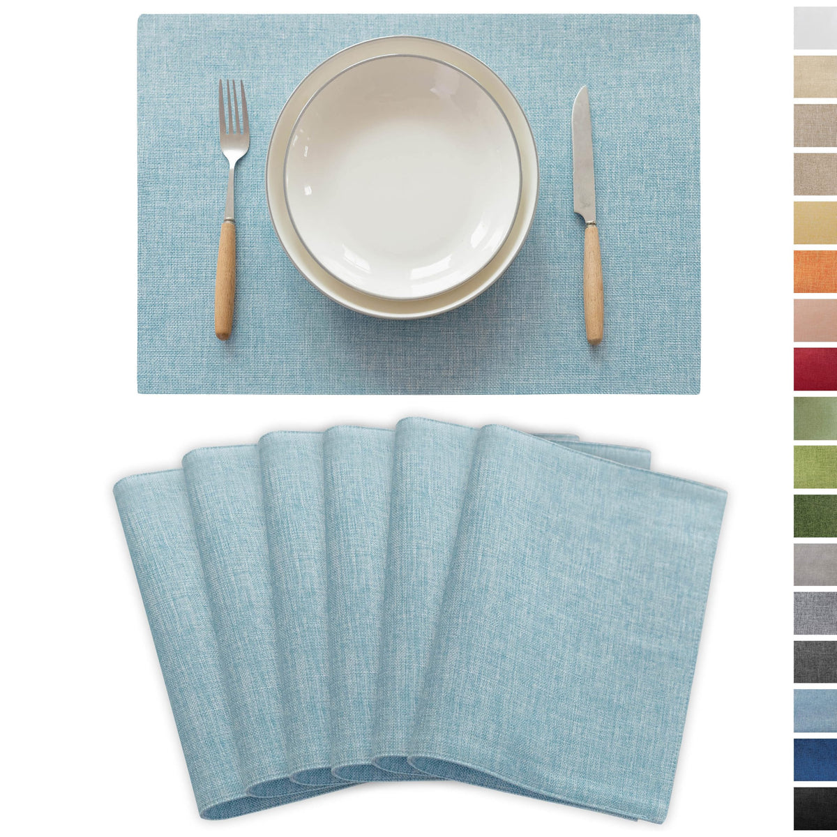 Demetex Cloth Placemats Green Set of 4 Vintage Textured Linen Place Mats Heat Resistant Plate Placemat for Kitchen Dinning Table, Green