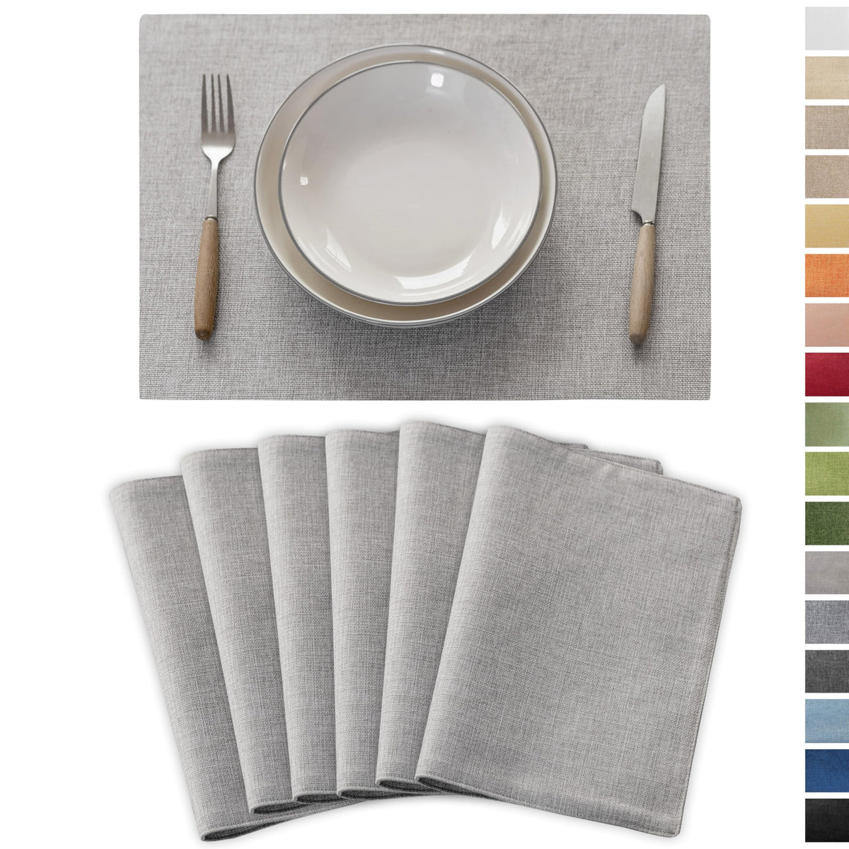 Demetex Cloth Placemats Green Set of 4 Vintage Textured Linen Place Mats Heat Resistant Plate Placemat for Kitchen Dinning Table, Green