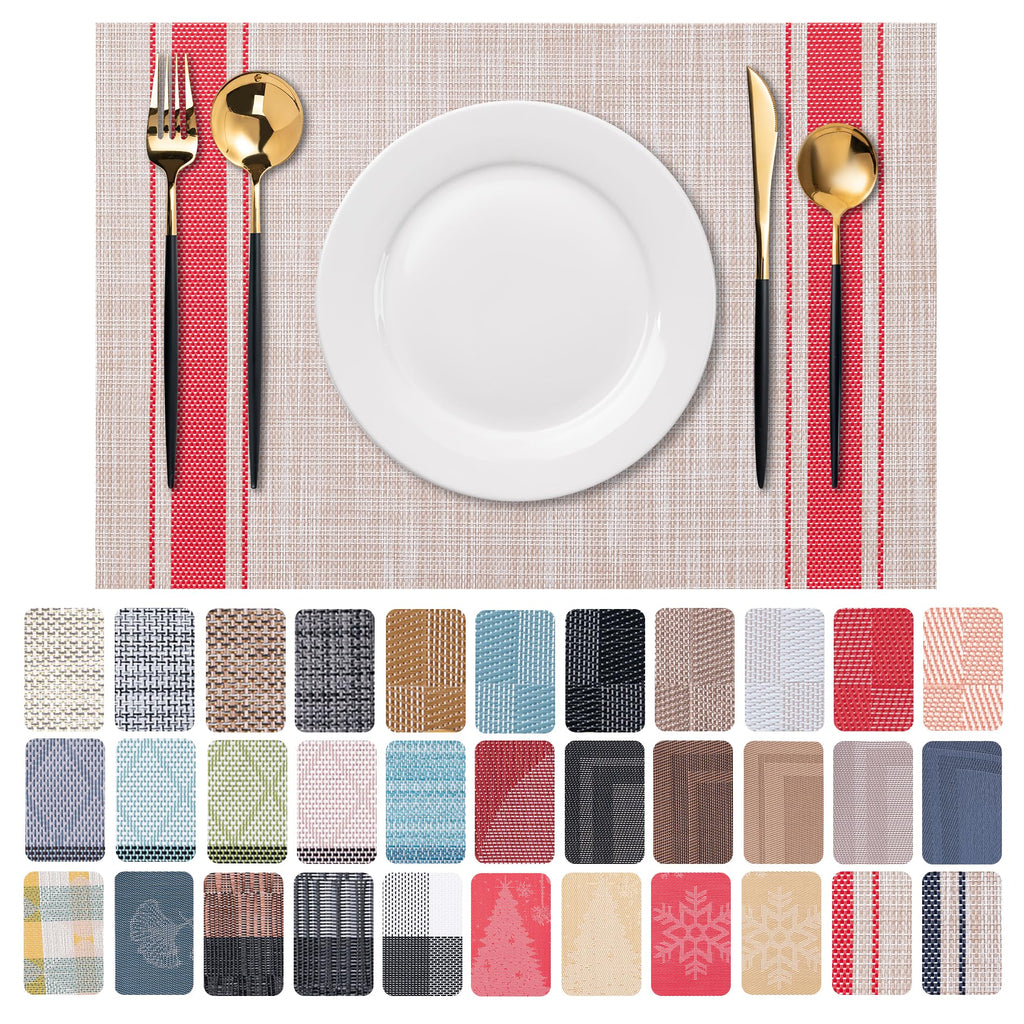 Placemats Set of 4 Washable Indoor(Beige)