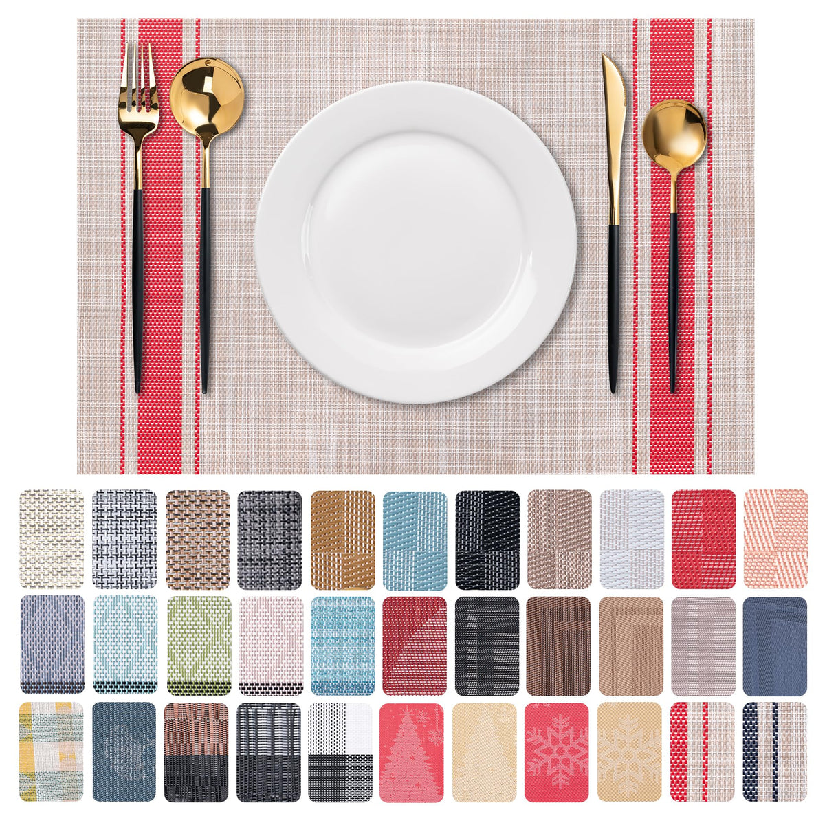 Placemats Set of 4 Washable Indoor(Beige)