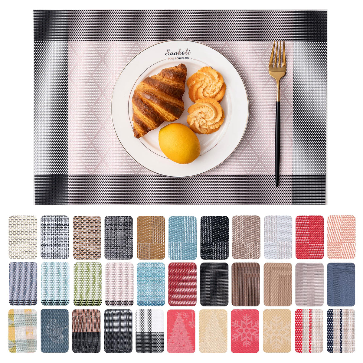 Placemats Set of 4 Washable Indoor(Beige)
