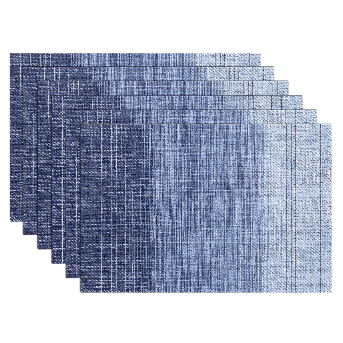 SHACOS Teal Blue Woven Placemats Set of 6 Place Mats for Dining Table