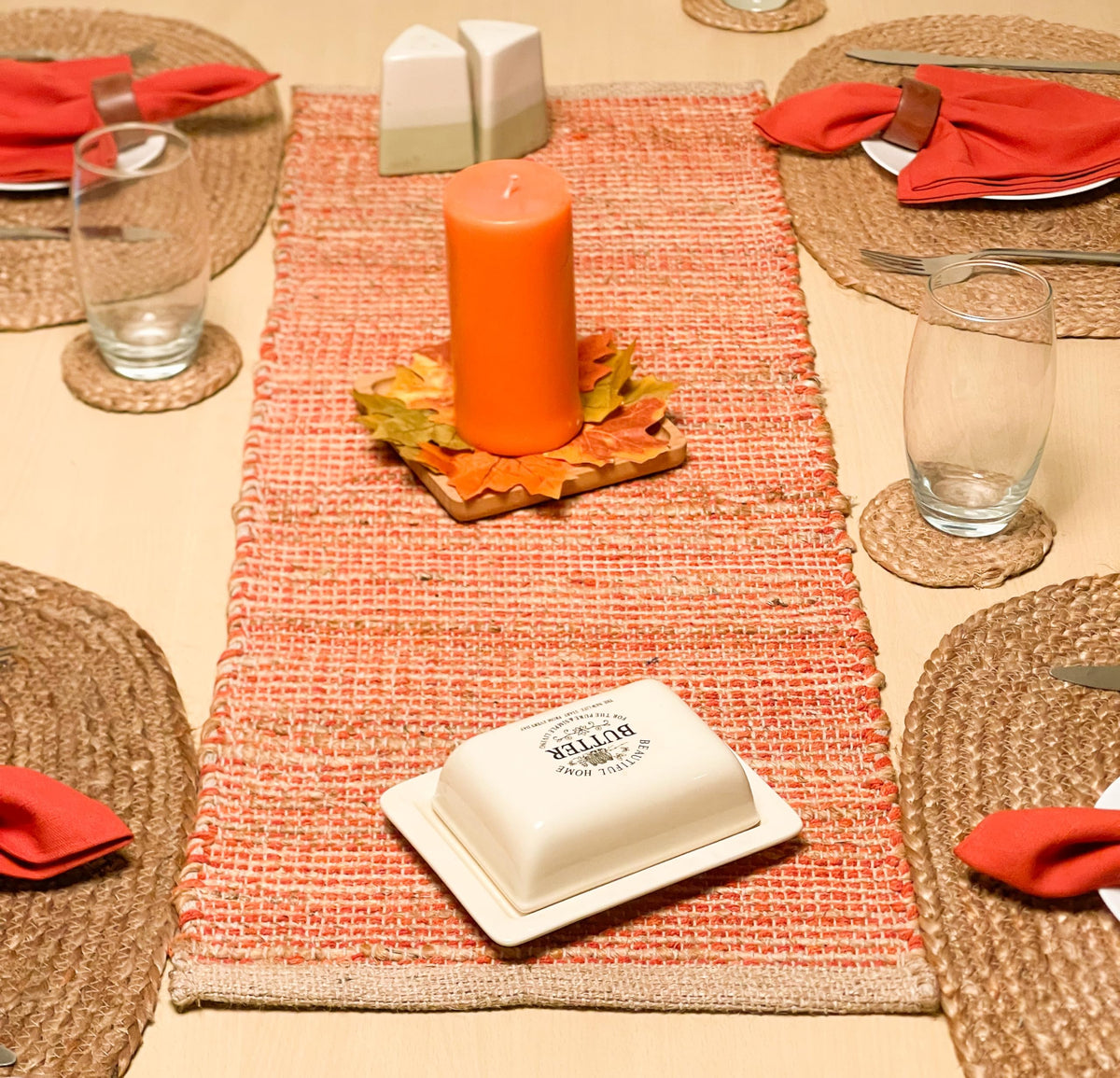 Chardin Home Natural Jute & Aqua Turquoise Placemats, Set of 4 – Rustic Handmade Boho Table Mats, 13x19 in Dining Table Placemats - Kitchen, Everyday Meals, Holidays, Farmhouse or Modern Table Décor