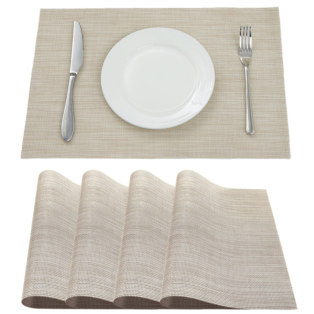 Table Placemats Dining Table Place Mats Set of 6 Heat Resistant Insulation Non-Slip Vinyl for Kitchen Dining Room 18" * 12" Brown