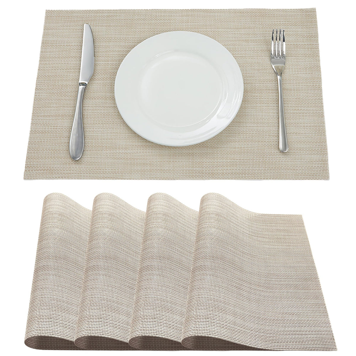 Table Placemats Dining Table Place Mats Set of 6 Heat Resistant Insulation Non-Slip Vinyl for Kitchen Dining Room 18" * 12" Brown