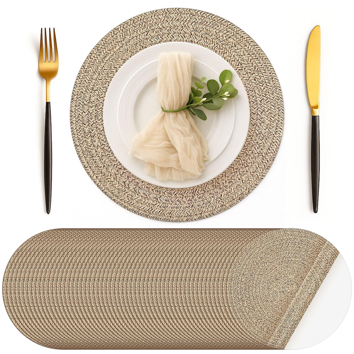 Geosar Disposable Paper Placemat Cotton Woven Look 13''