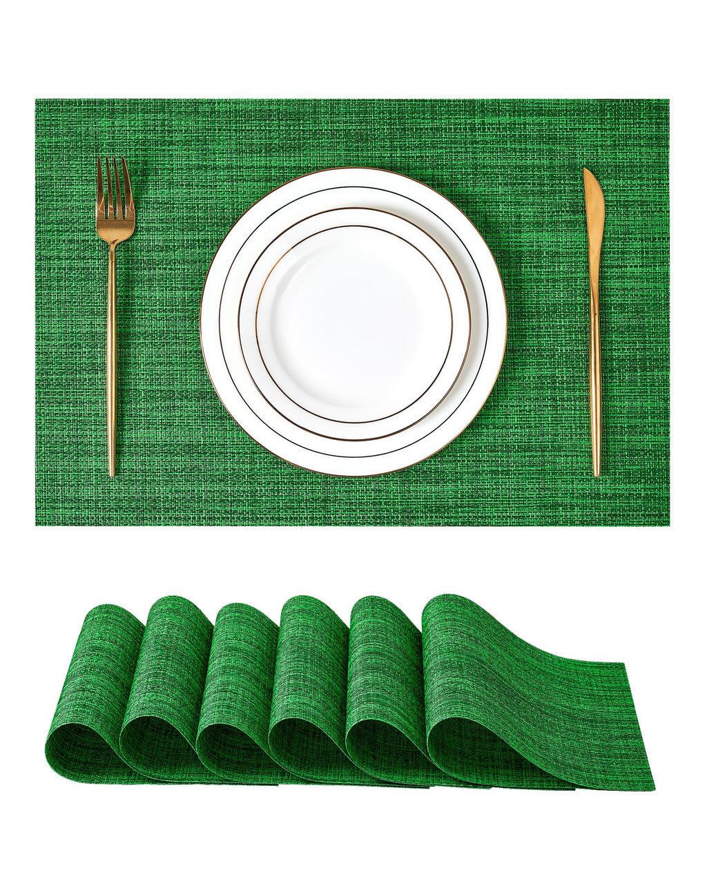 Leetaltree Light Brown Placemats Set of 8 - Heat Resistant Woven Vinyl