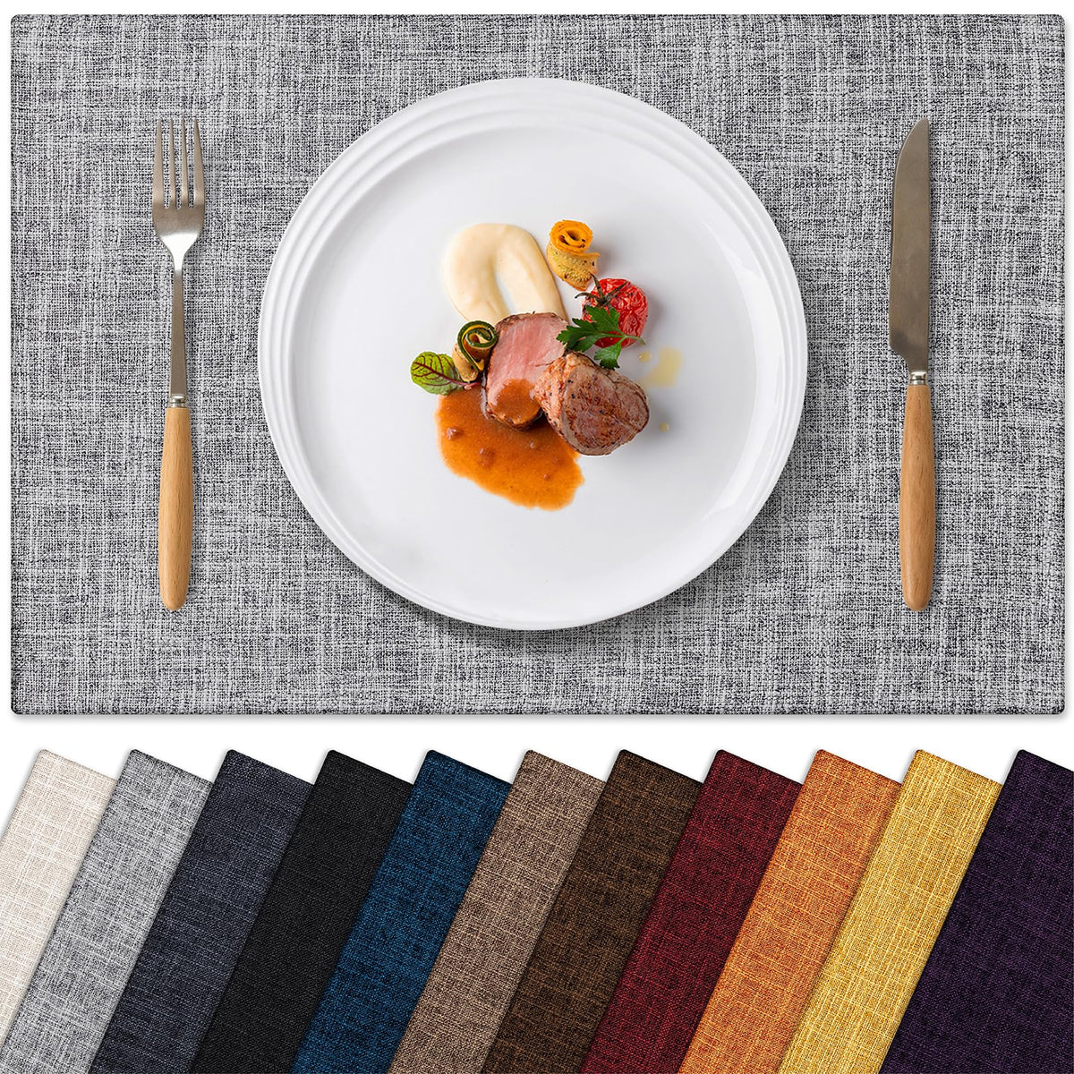 Placemats Set of 4 Machine Washable Cloth Table Mats, 12x18 Inch