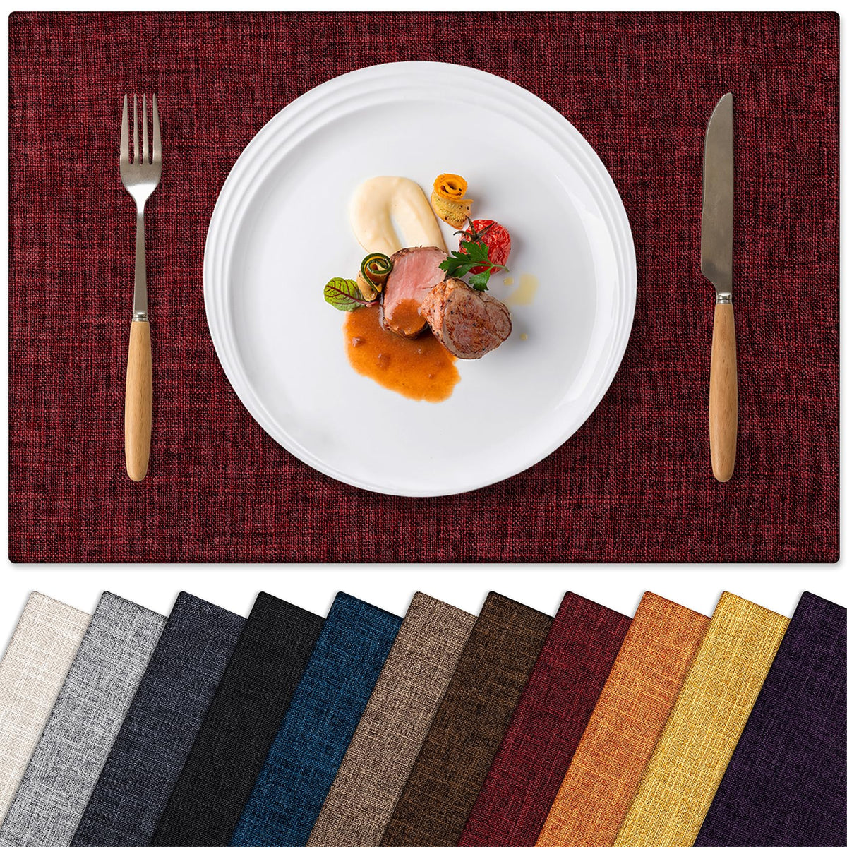 Placemats Set of 4 Machine Washable Cloth Table Mats, 12x18 Inch