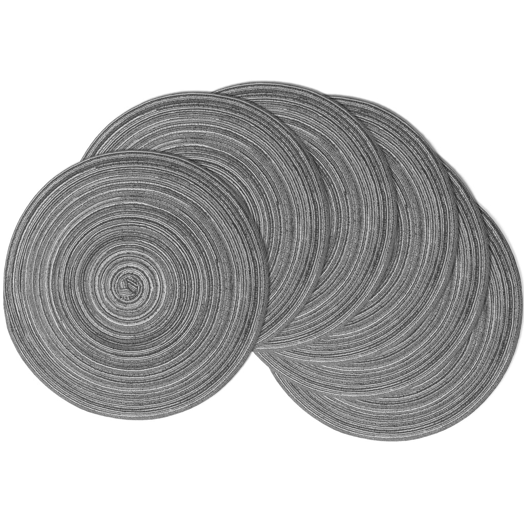 MIAOMIAO Round Placemats Set of 6 Braided Dining Table Kitchen Decor Mets