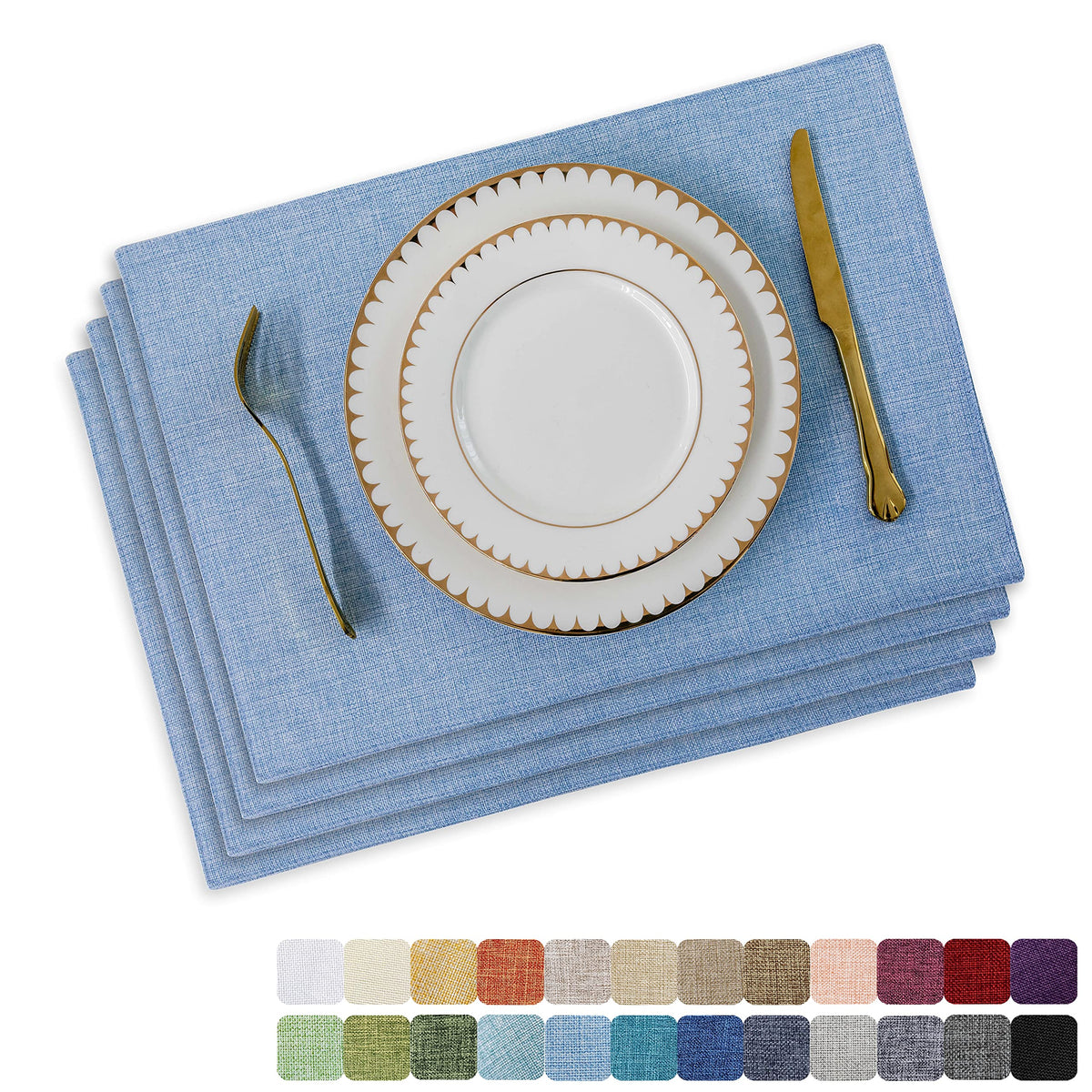 Home Brilliant Linen Placemats Set of 4 Heat Resistant Dining Table Cloth Place Mats Kitchen Table Mats Placemats Table Decor, Natural Linen
