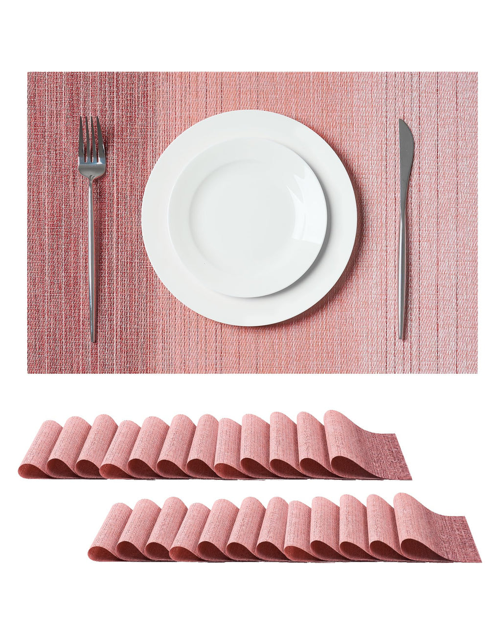 Leetaltree Light Brown Placemats Set of 8 - Heat Resistant Woven Vinyl