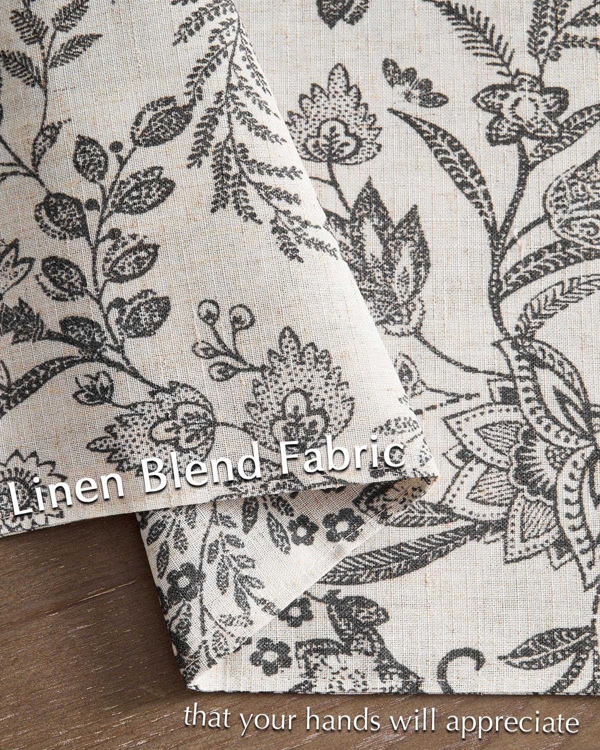 JINCHAN Linen Floral Placemats Set of 4 Farmhouse 13x19 Inch Black