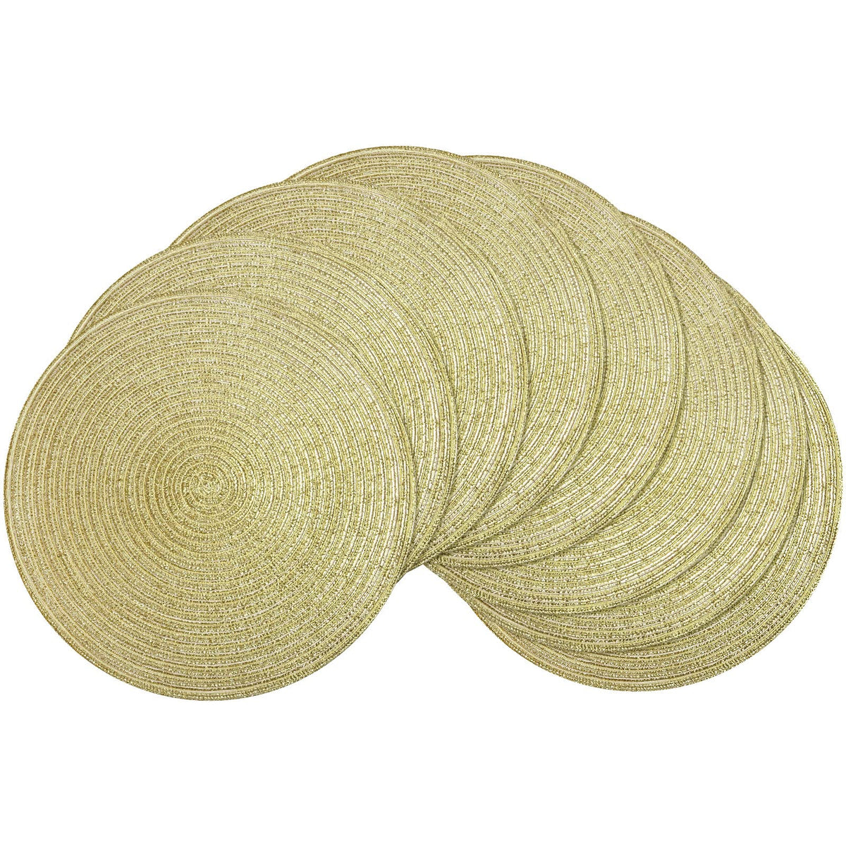 SHACOS Round Braided Placemats Set of 4 Dining Table Placemats 15 inch Circle Place Mats Easy to Clean Table Mats Indoor Outdoor, Blue Gray