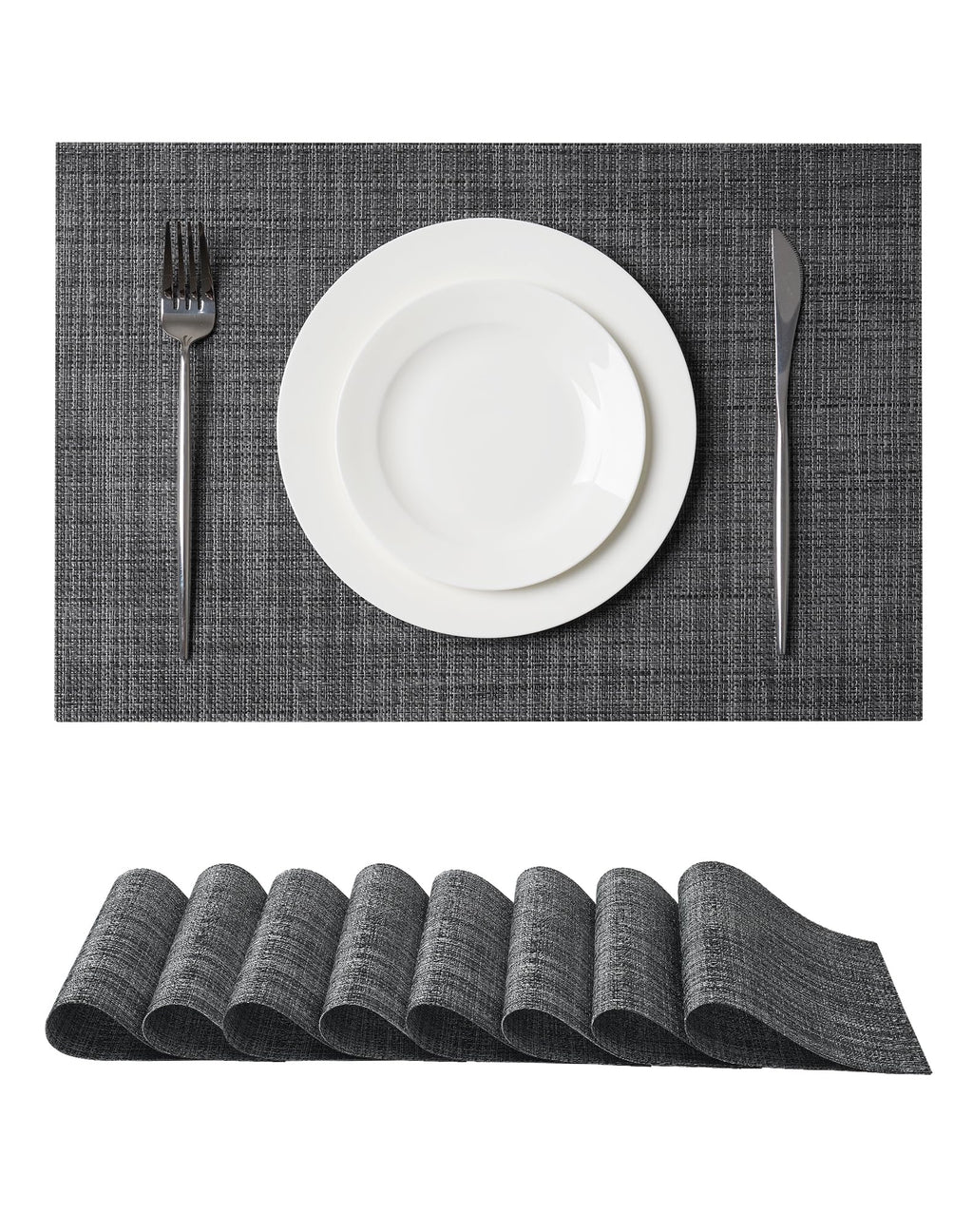 Leetaltree Beige Placemats Set of 4 - Heat-Resistant, Non-Slip Table Mats, Washable Woven Vinyl for Indoor & Outdoor Dining