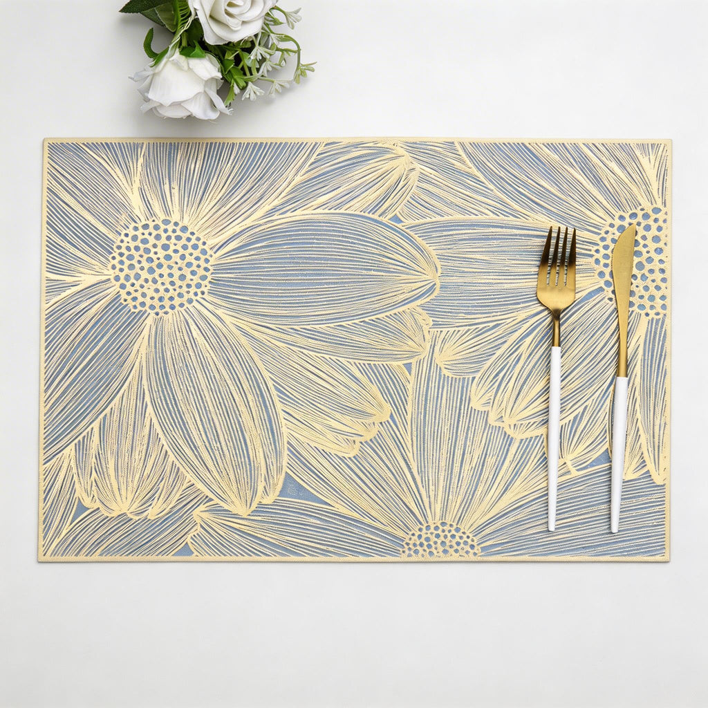Gold Placemats Set of 6 Wipable Rectangular Table Place Mat Bulk