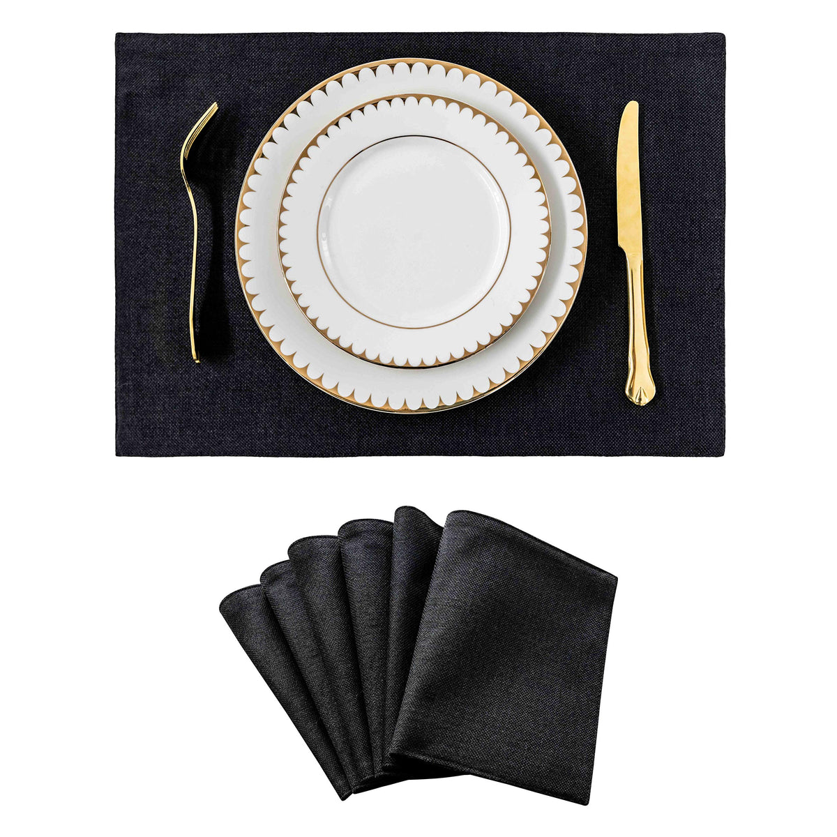 Home Brilliant Linen Placemats Set of 4 Heat Resistant Dining Table Cloth Place Mats Kitchen Table Mats Placemats Table Decor, Natural Linen