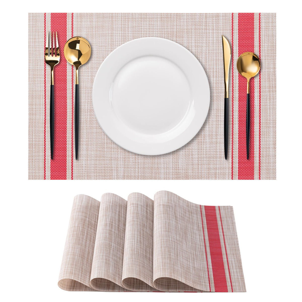 Placemats Set of 4 Washable Indoor(Beige)
