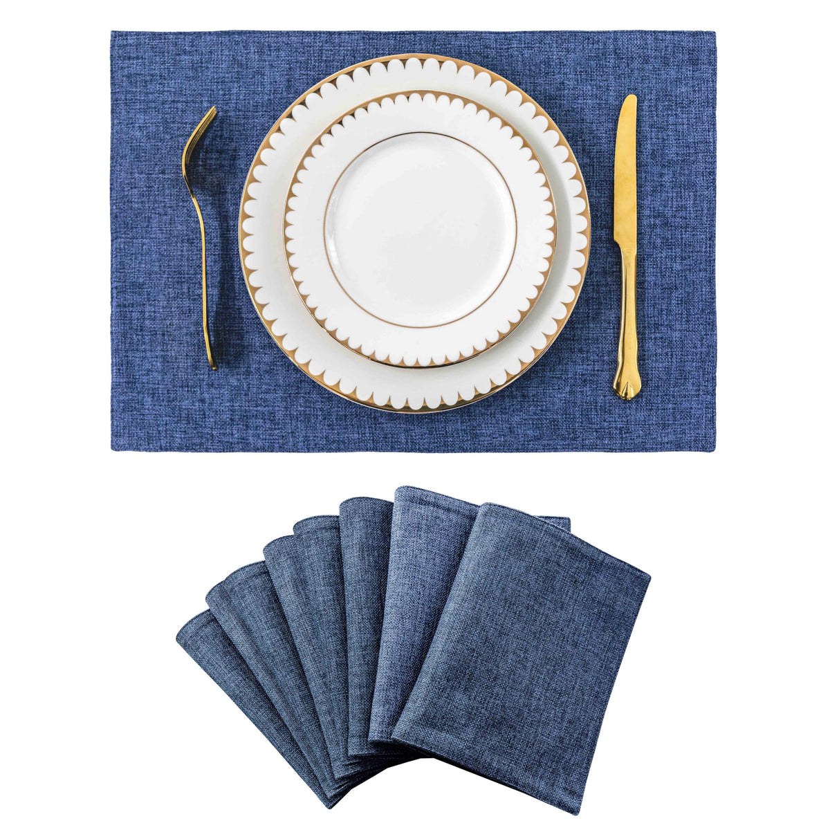 Home Brilliant Linen Placemats Set of 4 Heat Resistant Dining Table Cloth Place Mats Kitchen Table Mats Placemats Table Decor, Natural Linen