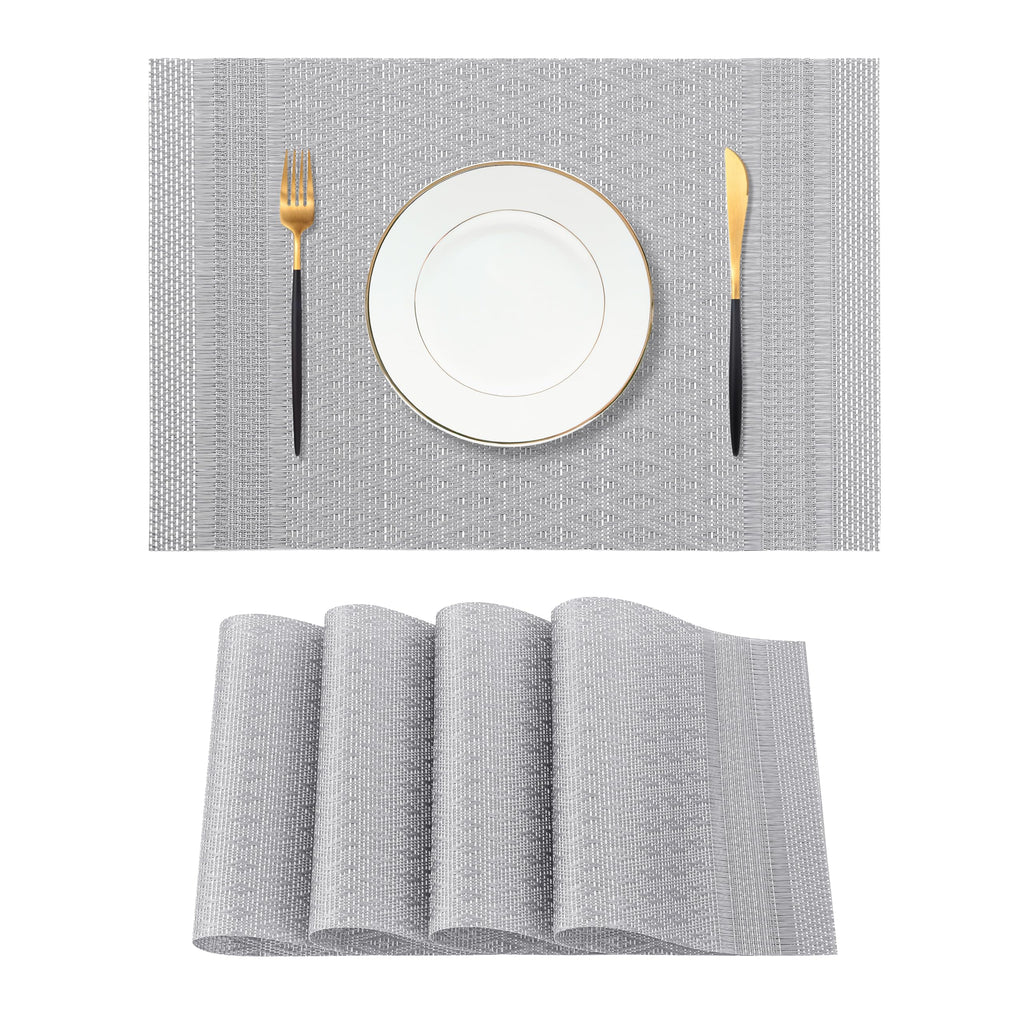 Leetaltree Light Brown Placemats Set of 8 - Heat Resistant Woven Vinyl