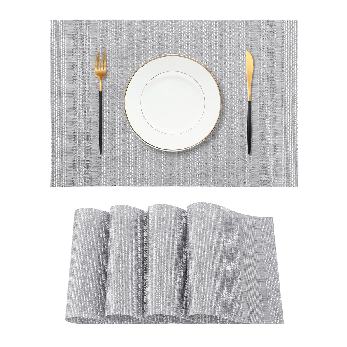 Leetaltree Light Brown Placemats Set of 8 - Heat Resistant Woven Vinyl