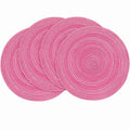 Floroom 15 Inch Round Braided Placemats Set of 4, Washable Heat Resistant Cotton Polyester Circle Place Mats for Kitchen Dining Table - Black