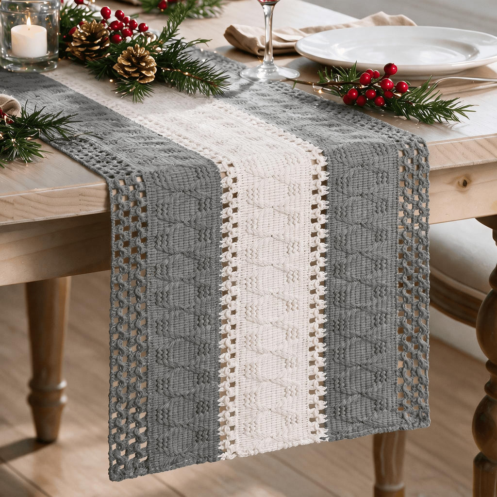 Artoid Mode Dark Grey Farmhouse Rustic Table Runner 12x72 Inch