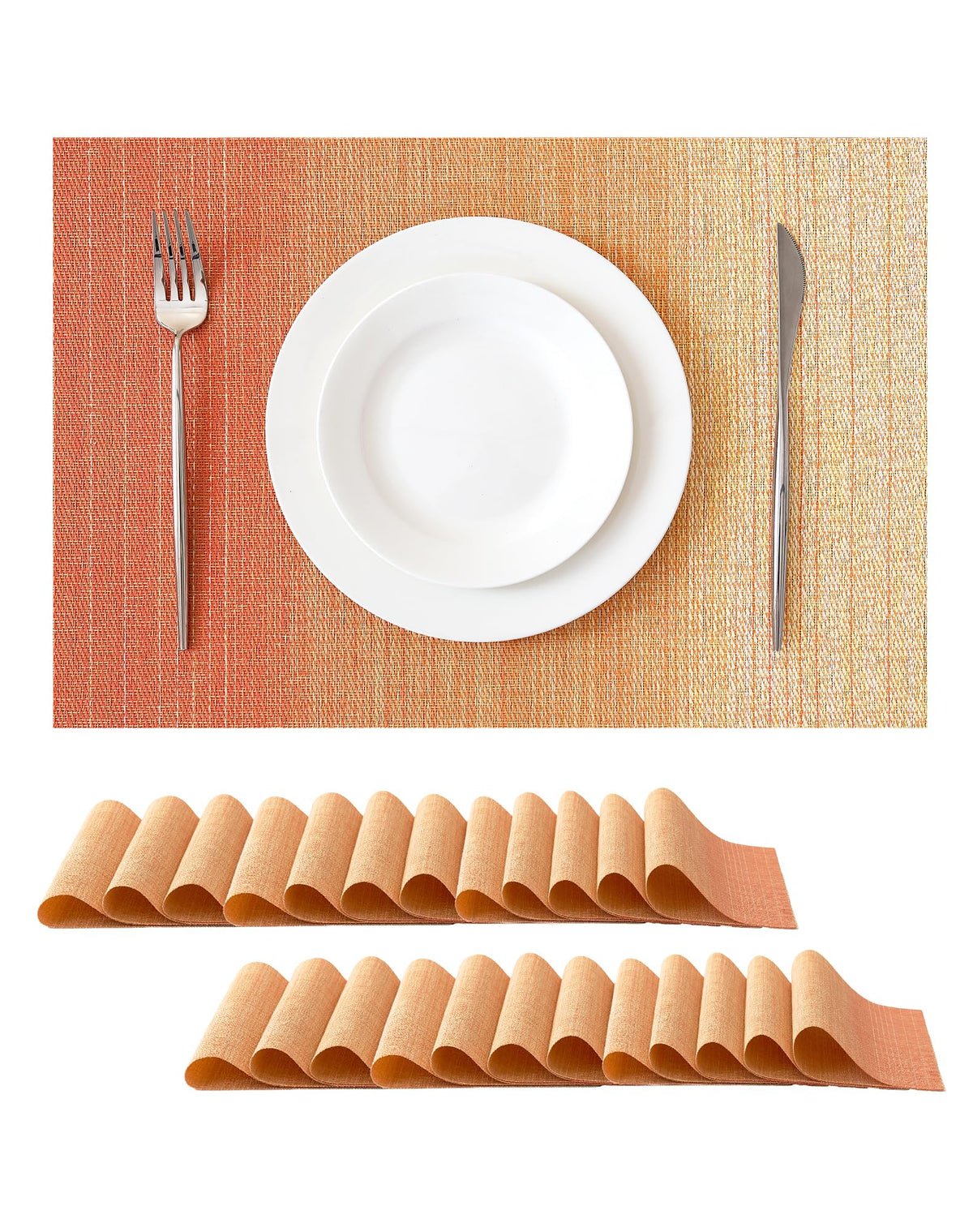 Leetaltree Light Brown Placemats Set of 8 - Heat Resistant Woven Vinyl
