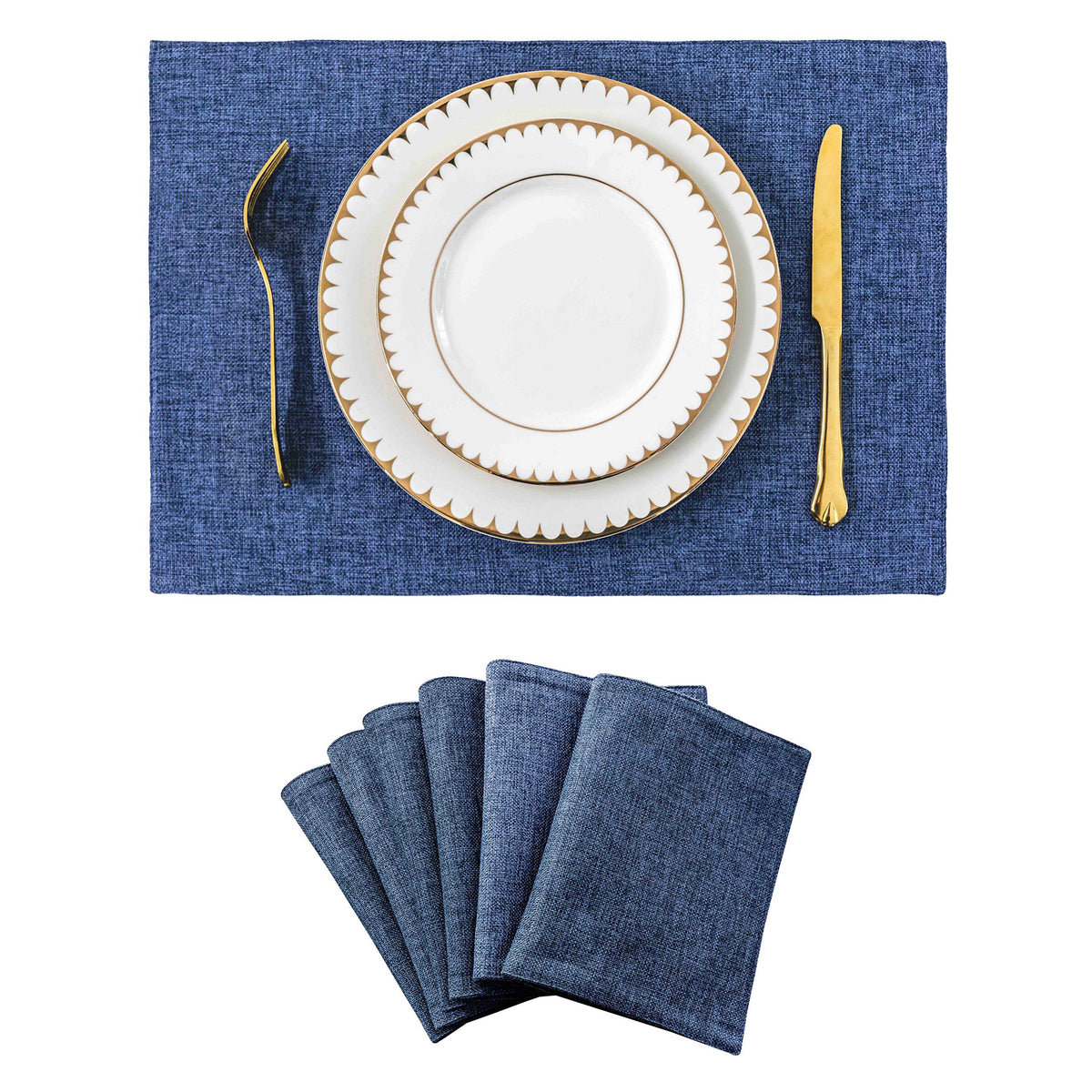 Home Brilliant Linen Placemats Set of 4 Heat Resistant Dining Table Cloth Place Mats Kitchen Table Mats Placemats Table Decor, Natural Linen
