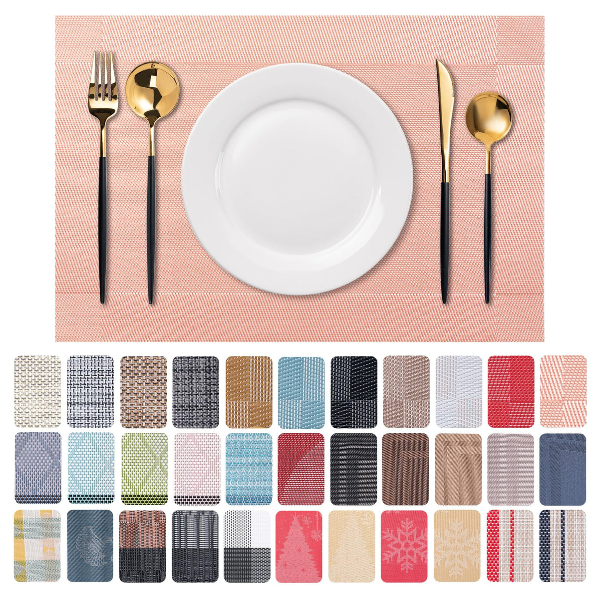 Placemats Set of 4 Washable Indoor(Beige)