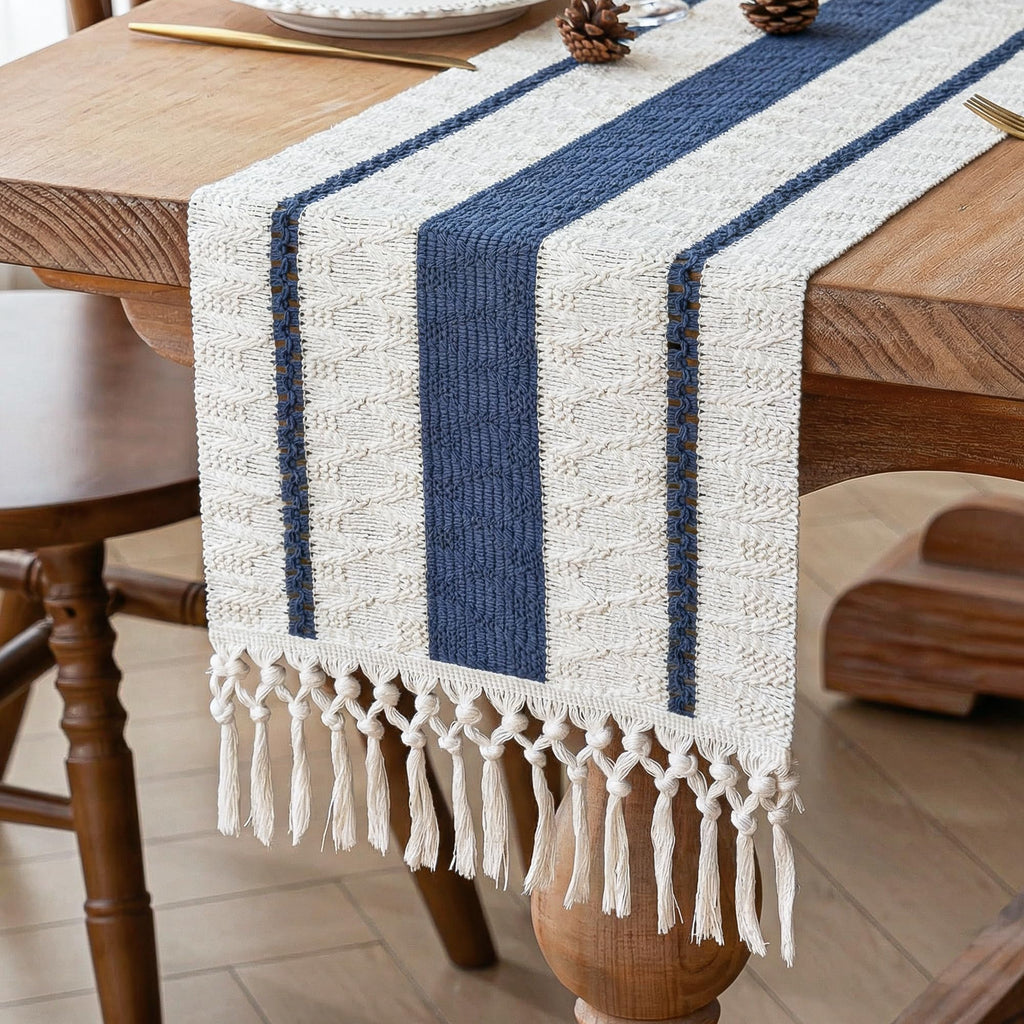 FEXIA Boho Table Runner for Fall Home Decor 12x72 Rustic with Tassels