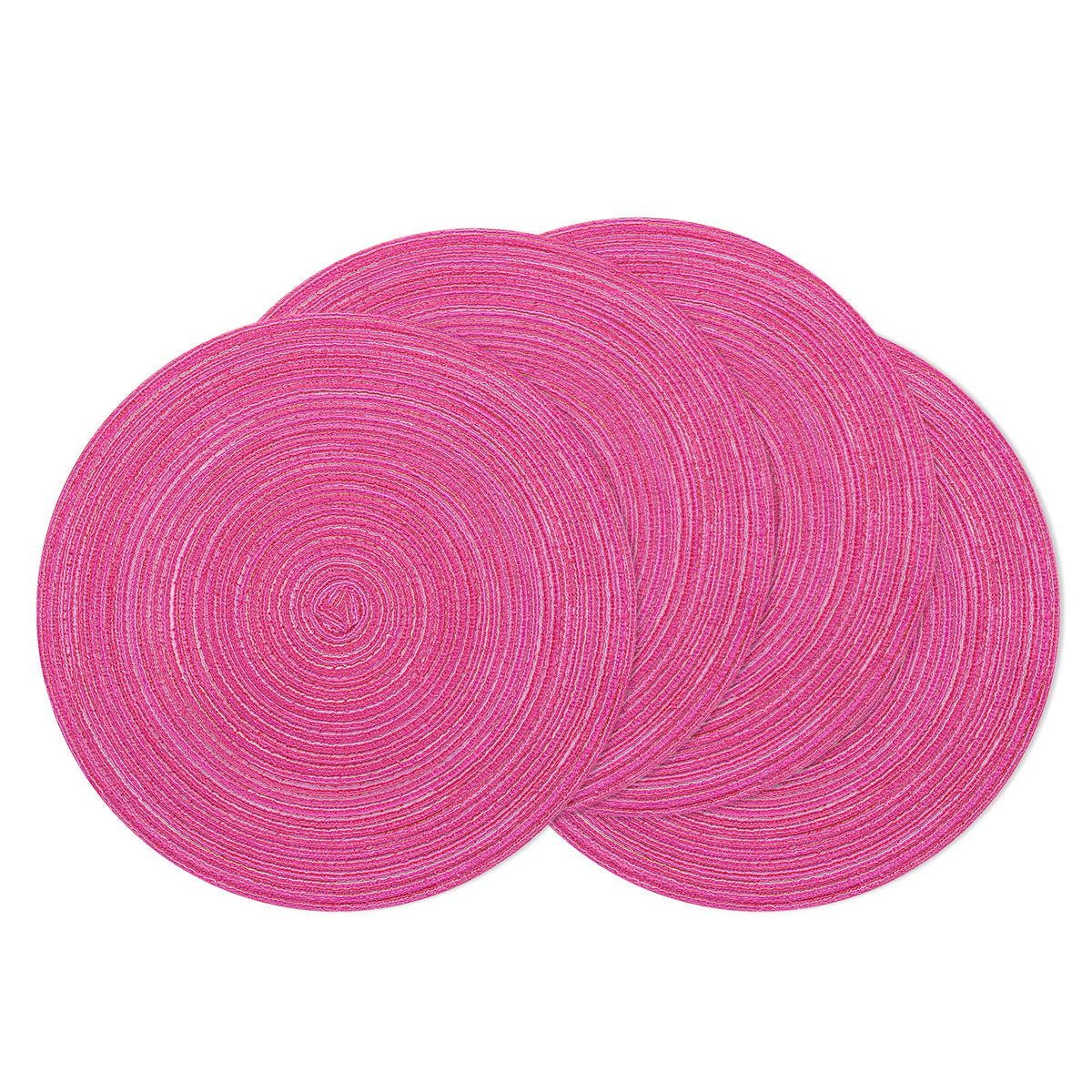 SHACOS Round Braided Placemats Set of 4 Dining Table Placemats 15 inch Circle Place Mats Easy to Clean Table Mats Indoor Outdoor, Blue Gray