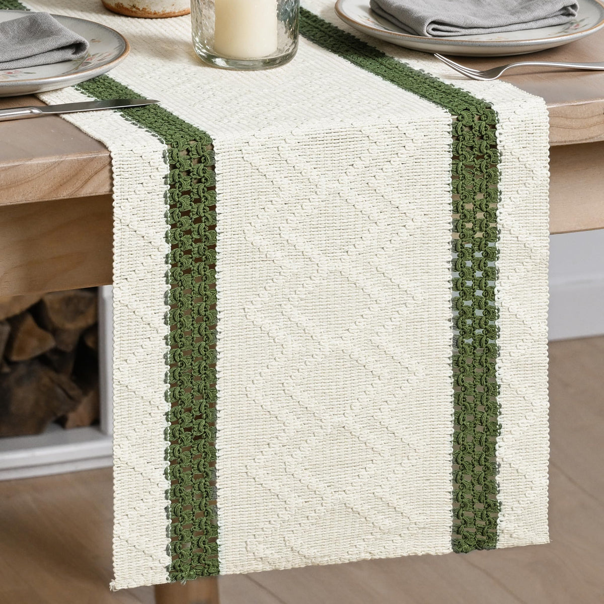 Artoid Mode Black Stripe Woven Rustic Table Runner 12x72 Inch