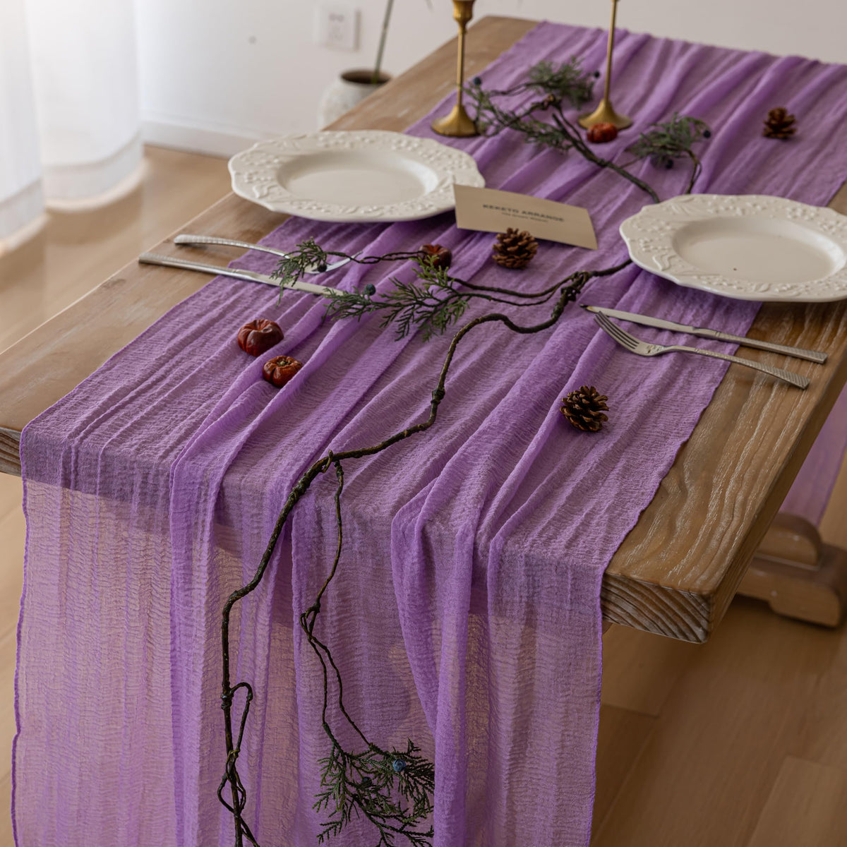 Sage Green Cheesecloth Table Runner 120 Inches Fall Party Home Decorations