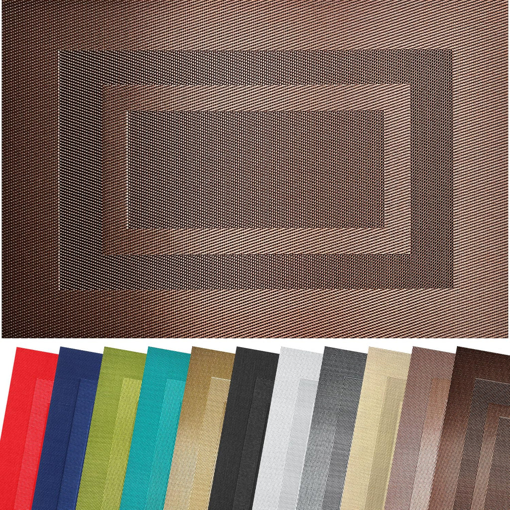PIGCHCY Placemats,Durable Placemats for Dining Table,Washable Woven Vinyl Kitchen Placemats Set of 4 (Brown)