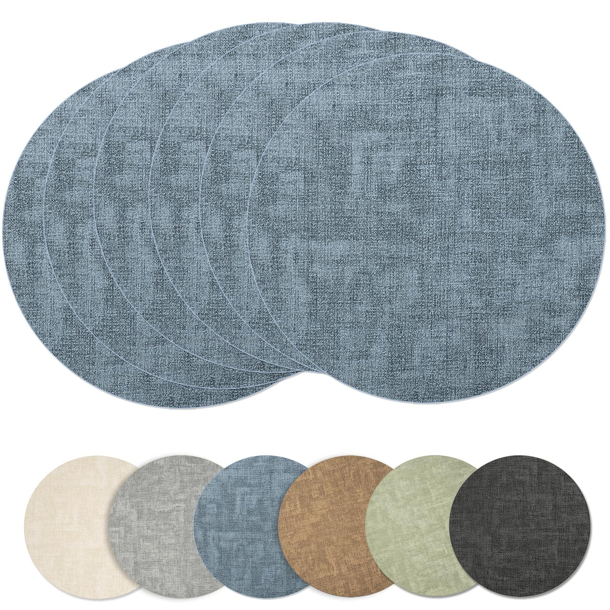 Maxpearl Faux Leather Placemats Set of 6, Easy to Clean, Beige