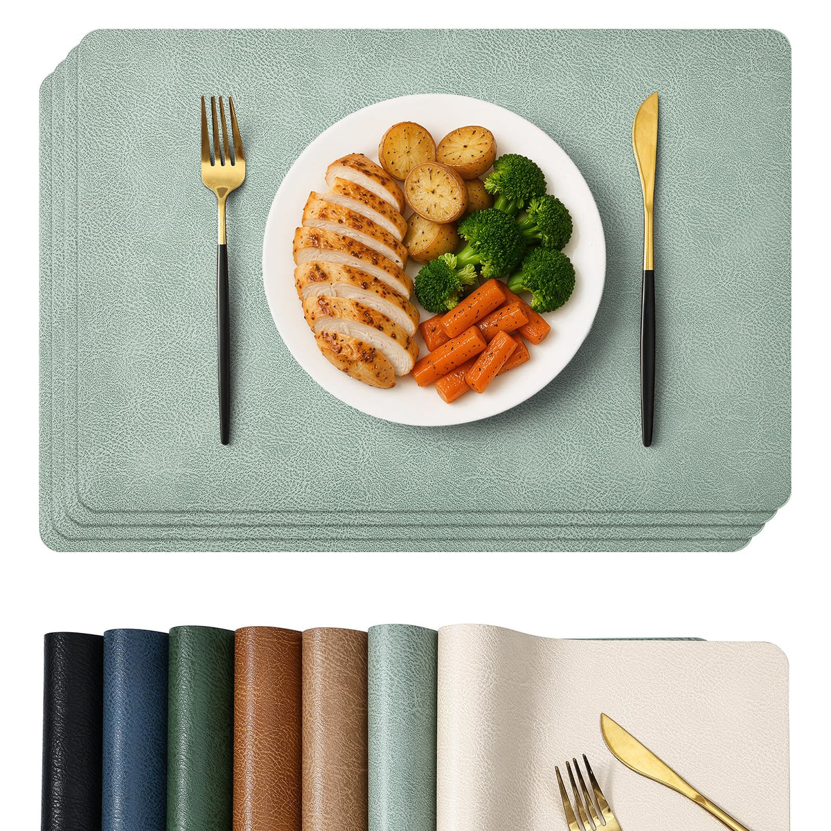 Homaxy Vinyl Heat Resistant Placemats Set of 6, Reddish Brown