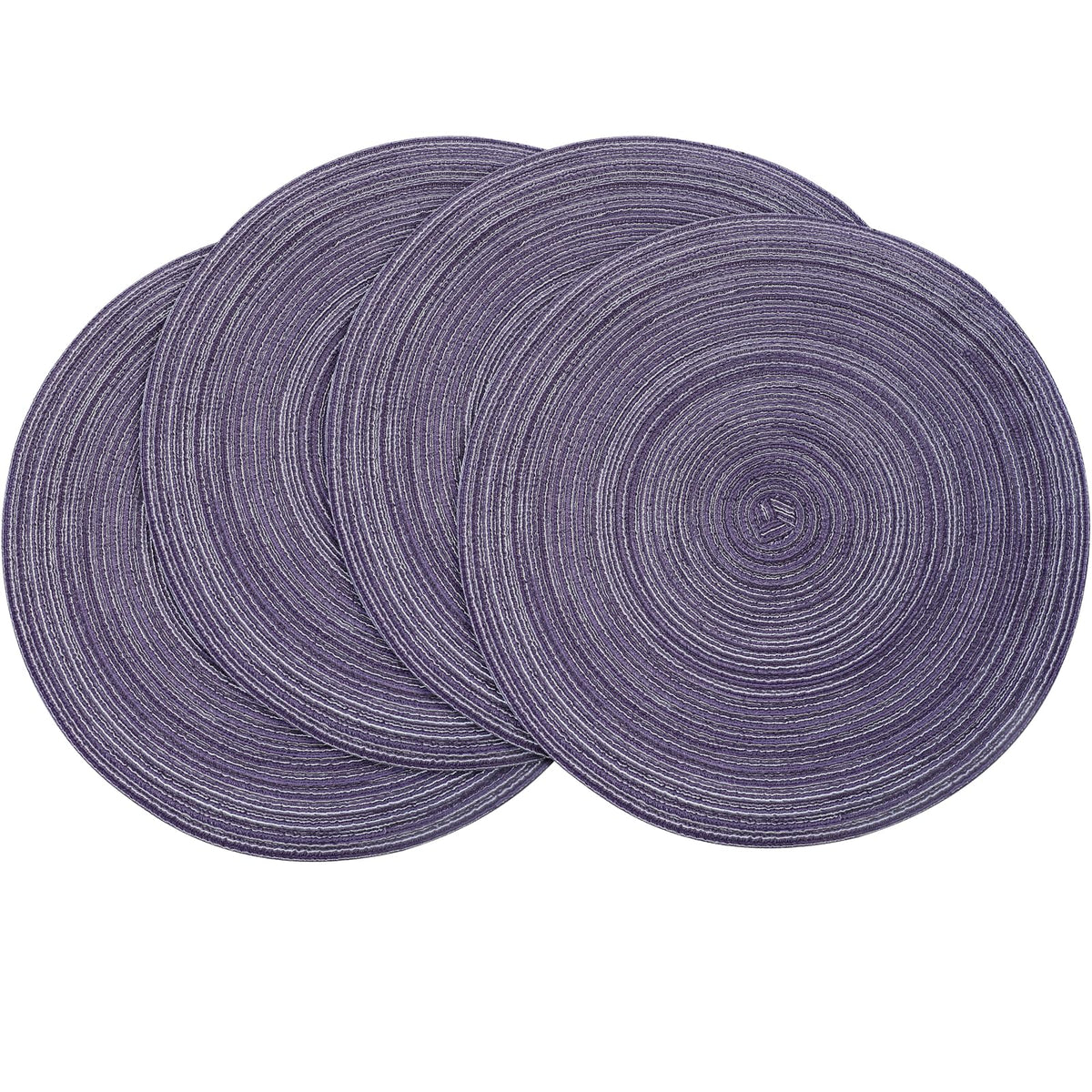 Floroom 15 Inch Round Braided Placemats Set of 4, Washable Heat Resistant Cotton Polyester Circle Place Mats for Kitchen Dining Table - Black
