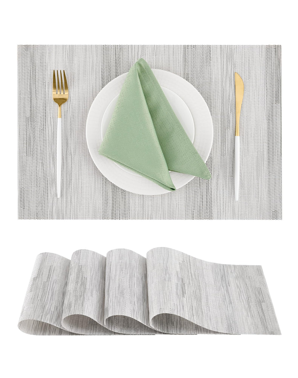 Leetaltree Light Brown Placemats Set of 8 - Heat Resistant Woven Vinyl