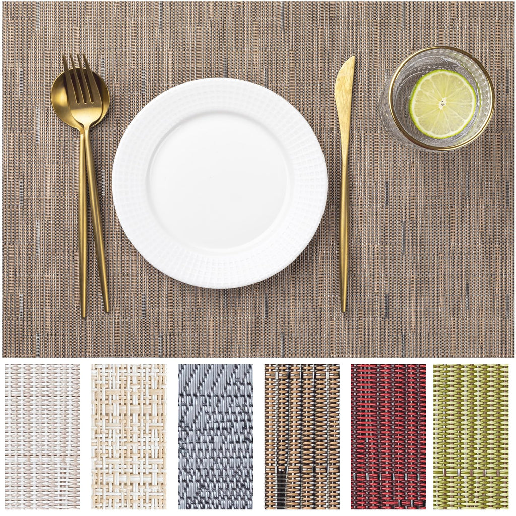 LEXMORE Placemats Set of 4 Vinyl/Plastic Woven Place Mats for Kitchen Table Indoor/Outdoor Washable Placemat Wipeable Dining Table Mats(Gray)