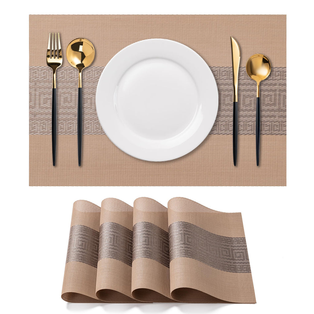 Placemats Set of 4 Washable Indoor(Beige)