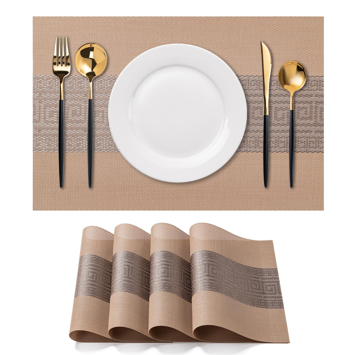 Placemats Set of 4 Washable Indoor(Beige)