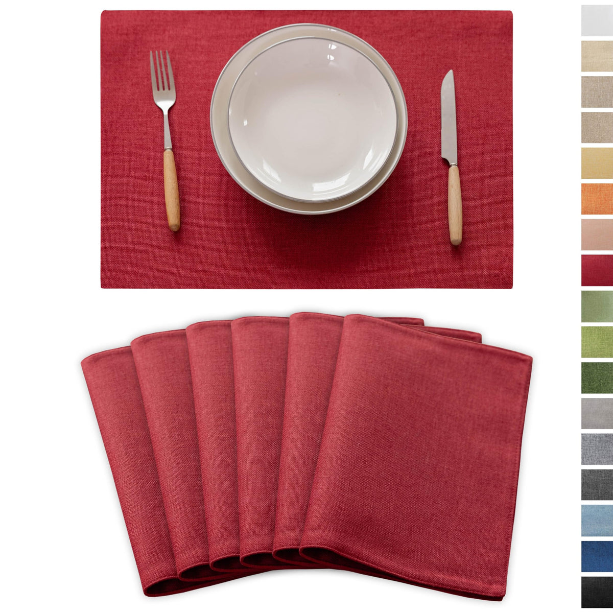 Demetex Cloth Placemats Green Set of 4 Vintage Textured Linen Place Mats Heat Resistant Plate Placemat for Kitchen Dinning Table, Green