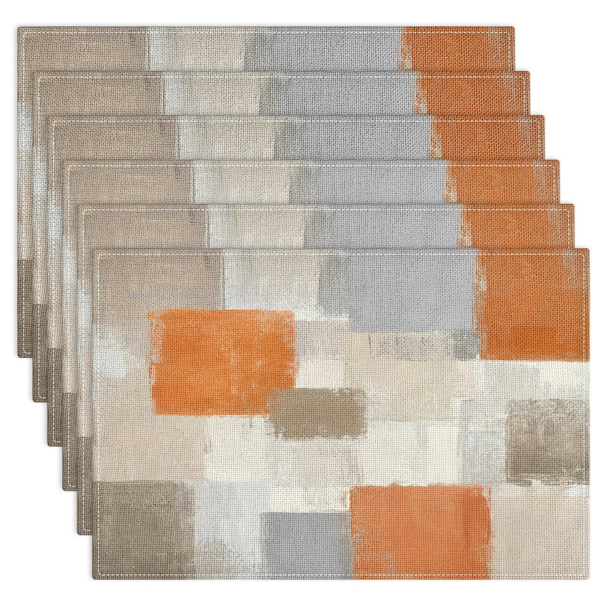 Emvency Farmhouse Placemats Set of 4, 12x18 Inch, Modern Abstract