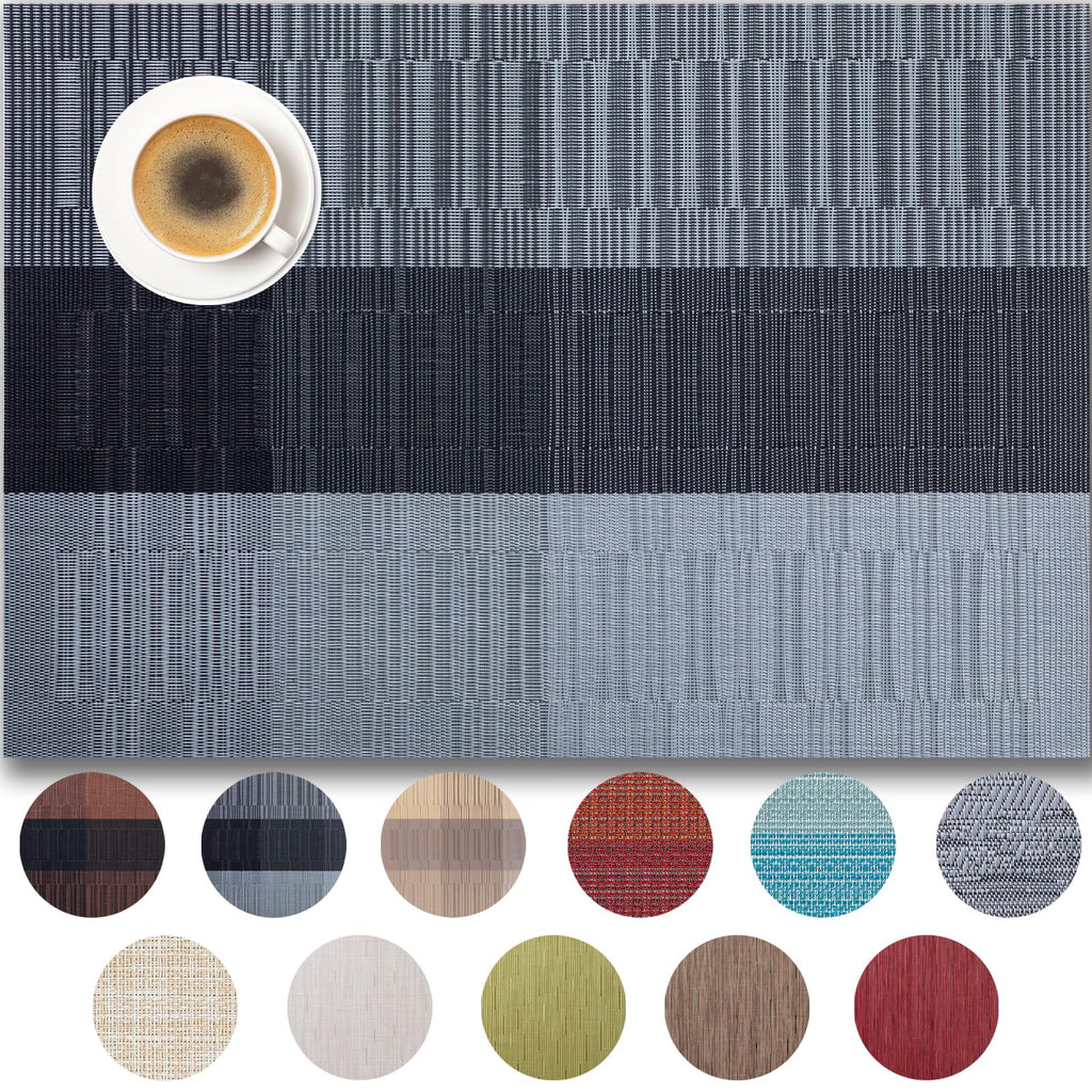 Placemats Set of 4 - Easy Clean Woven Vinyl Placemats for Dining Table, Indoor/Outdoor Place Mats, Washable PVC Table Mats（Caramel）