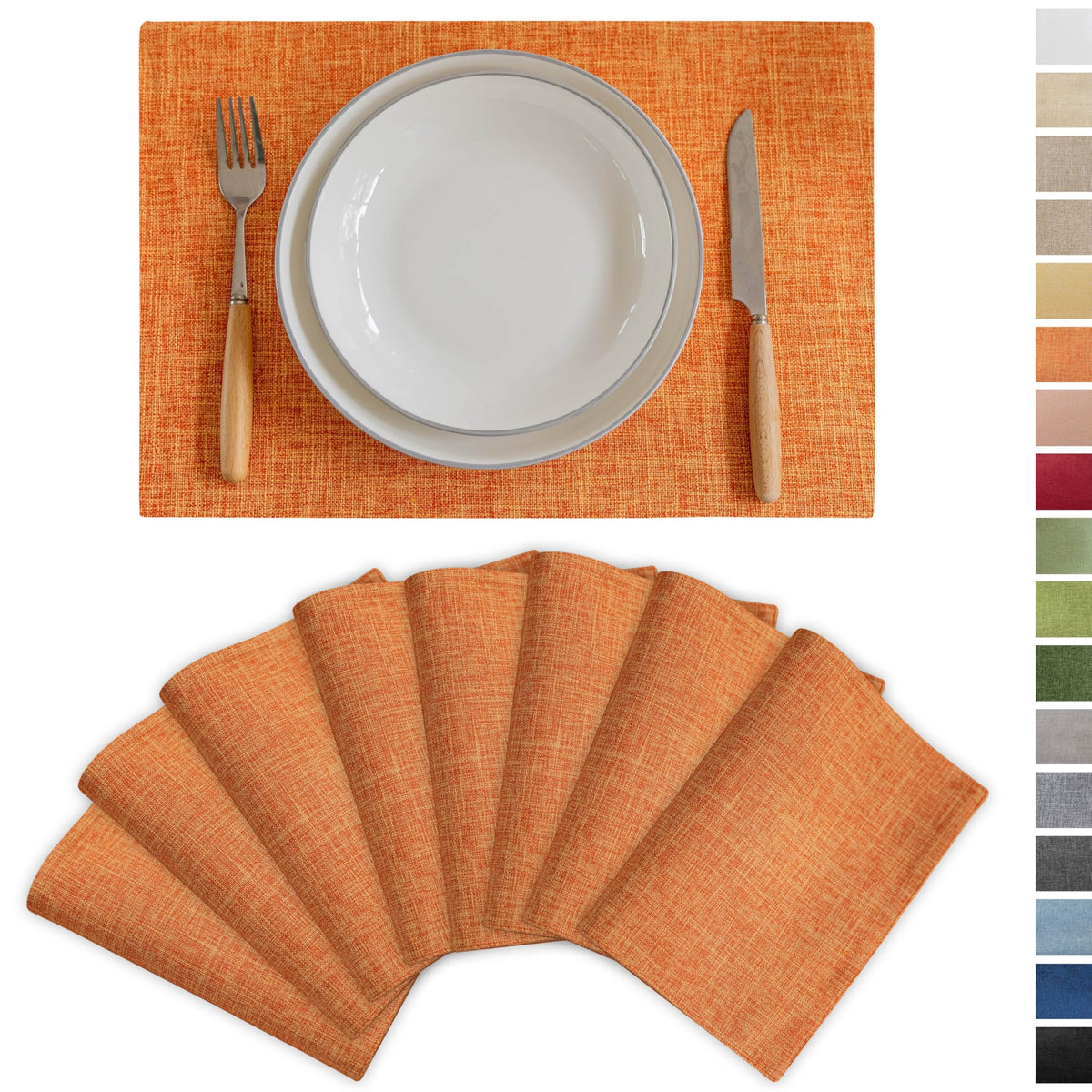Demetex Cloth Placemats Green Set of 4 Vintage Textured Linen Place Mats Heat Resistant Plate Placemat for Kitchen Dinning Table, Green